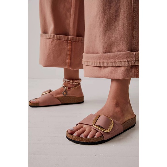 birkenstock madrid big buckle metallic rose